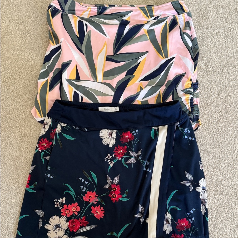 Lady Hagen Golf Skirts: Floral and Leaf Print Set